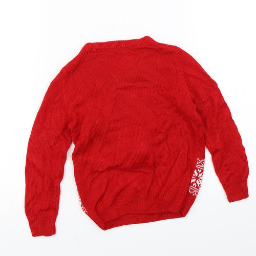 Pep&Co Boys Red  Knit Pullover Jumper Size 4-5 Years  - Christmas