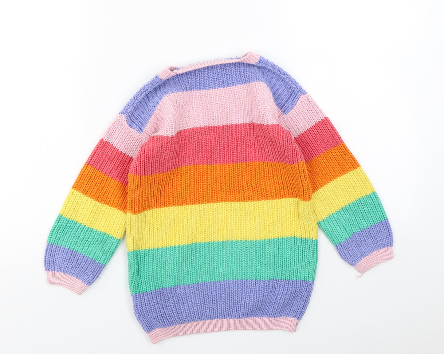 NEXT Girls Multicoloured Striped Knit Pullover Jumper Size 3-4 Years