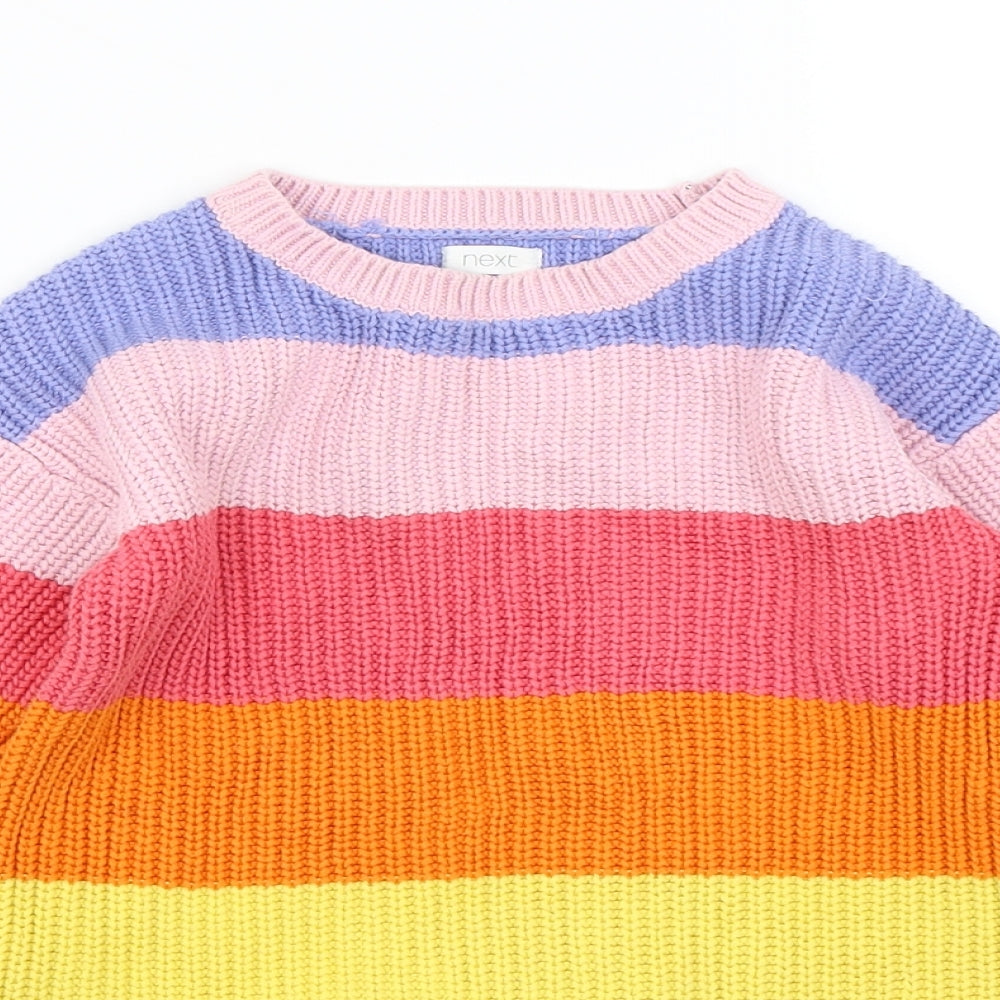 NEXT Girls Multicoloured Striped Knit Pullover Jumper Size 3-4 Years