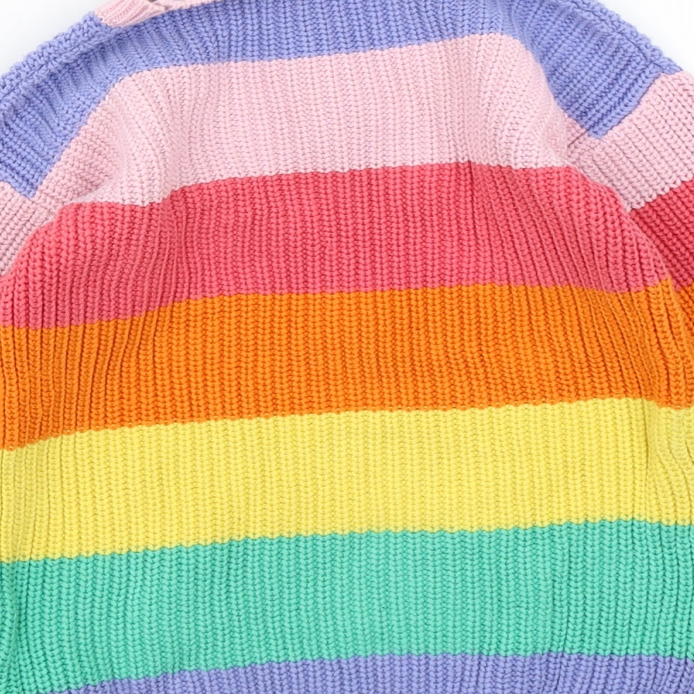 NEXT Girls Multicoloured Striped Knit Pullover Jumper Size 3-4 Years