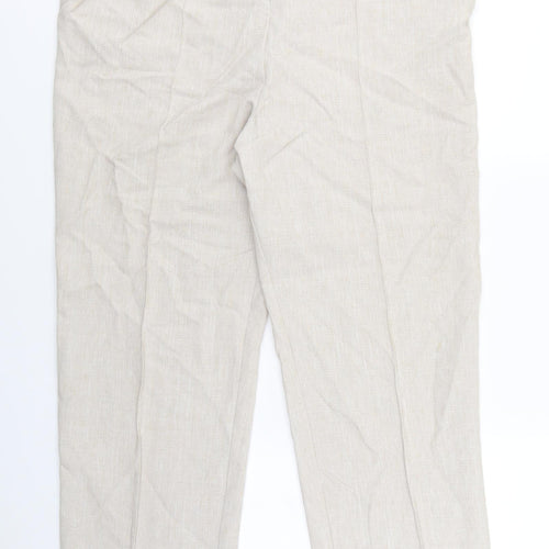 Marks and Spencer Womens Beige  Rayon Trousers  Size 16 L28 in