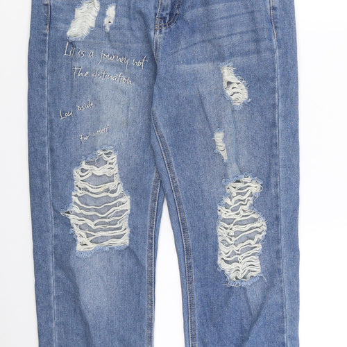 PUELLA Womens Blue  Denim Straight Jeans Size 10 L24 in - Slogan