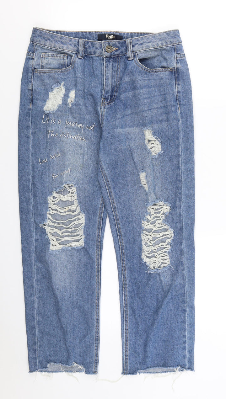 PUELLA Womens Blue Denim Straight Jeans Size 10 L24 in - Slogan