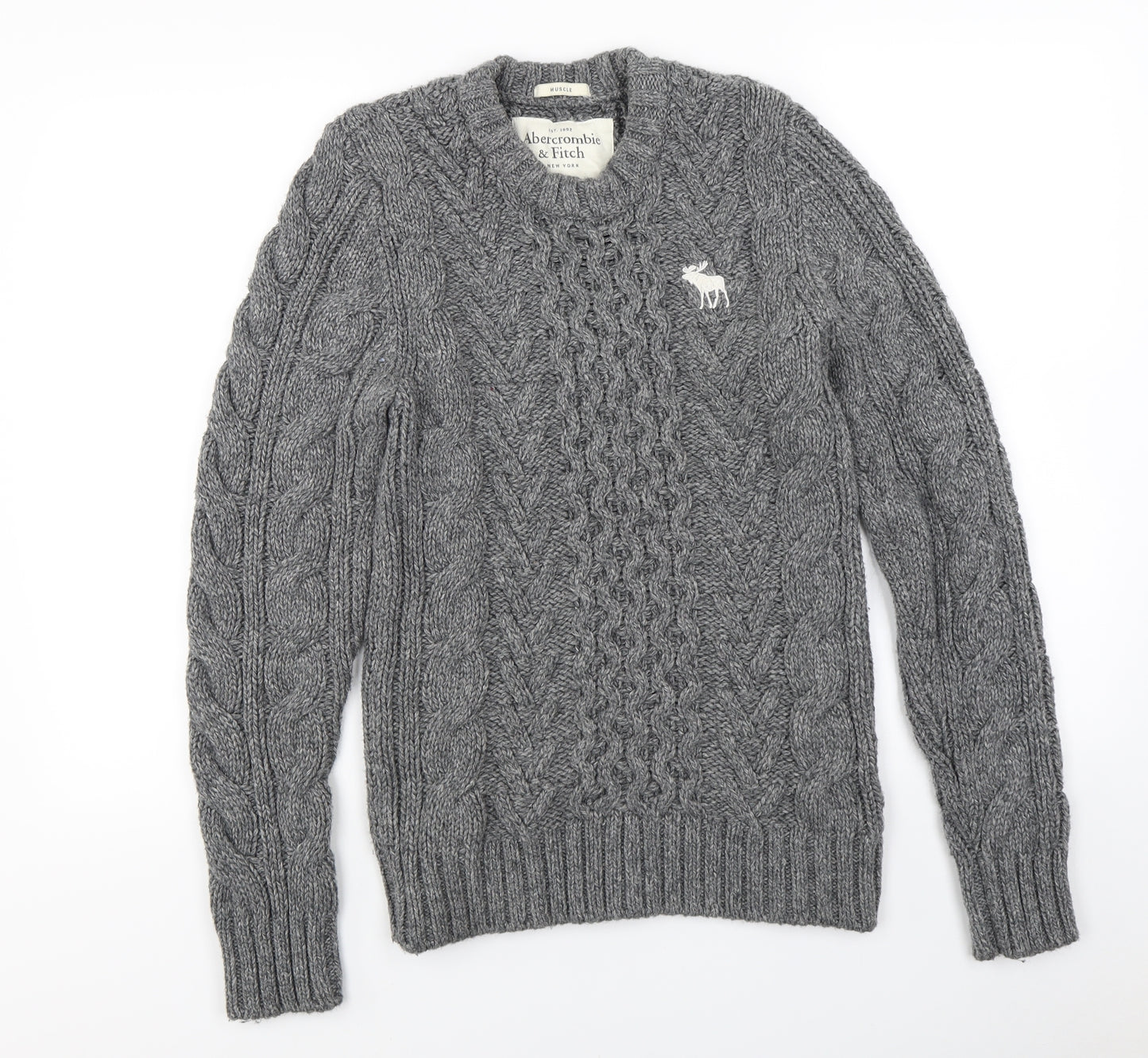 Abercrombie & Fitch Mens Grey  Knit Pullover Jumper Size L  - Muscle Fit