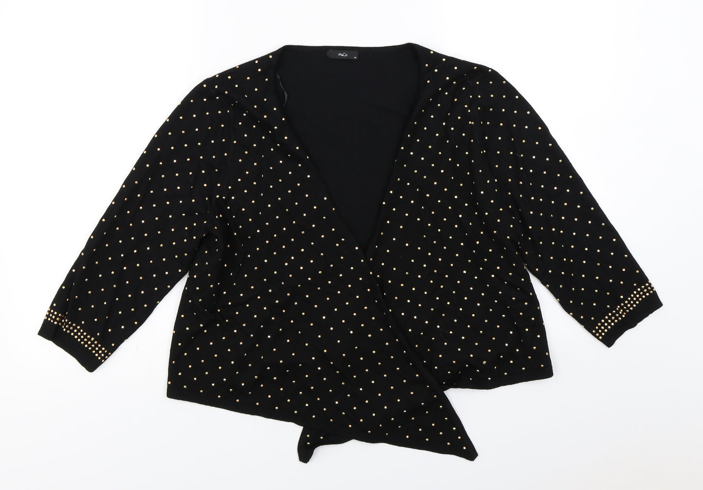 M&Co Womens Black Polka Dot Knit Cardigan Jumper Size 14