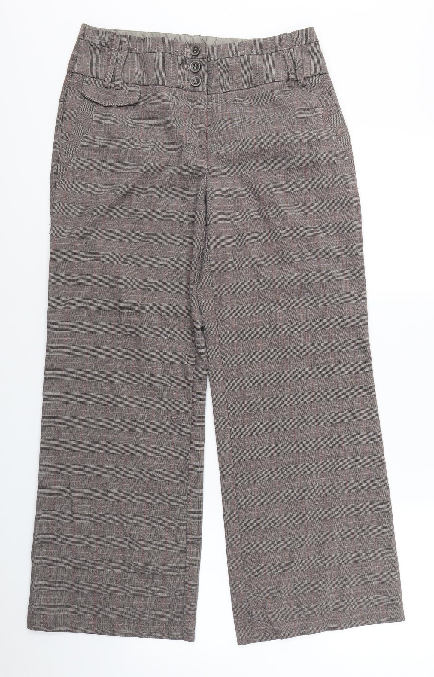 NEXT Womens Brown Striped Rayon Trousers  Size 12 L28 in
