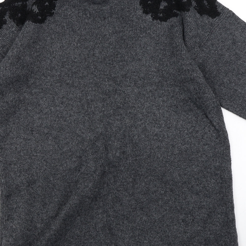 Atmosphere Womens Grey Floral Knit Pullover Jumper Size 16