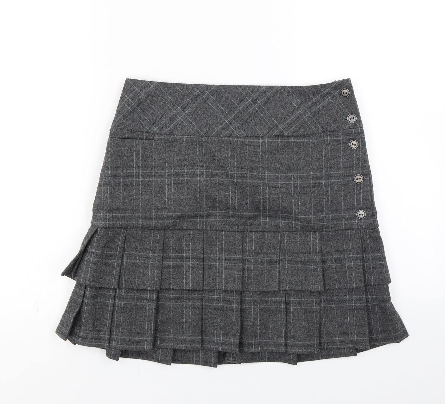 NEXT Womens Grey Striped  Pleated Skirt Size 10