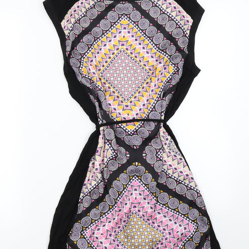 Oasis Womens Multicoloured Geometric Chiffon T-Shirt Dress  Size S