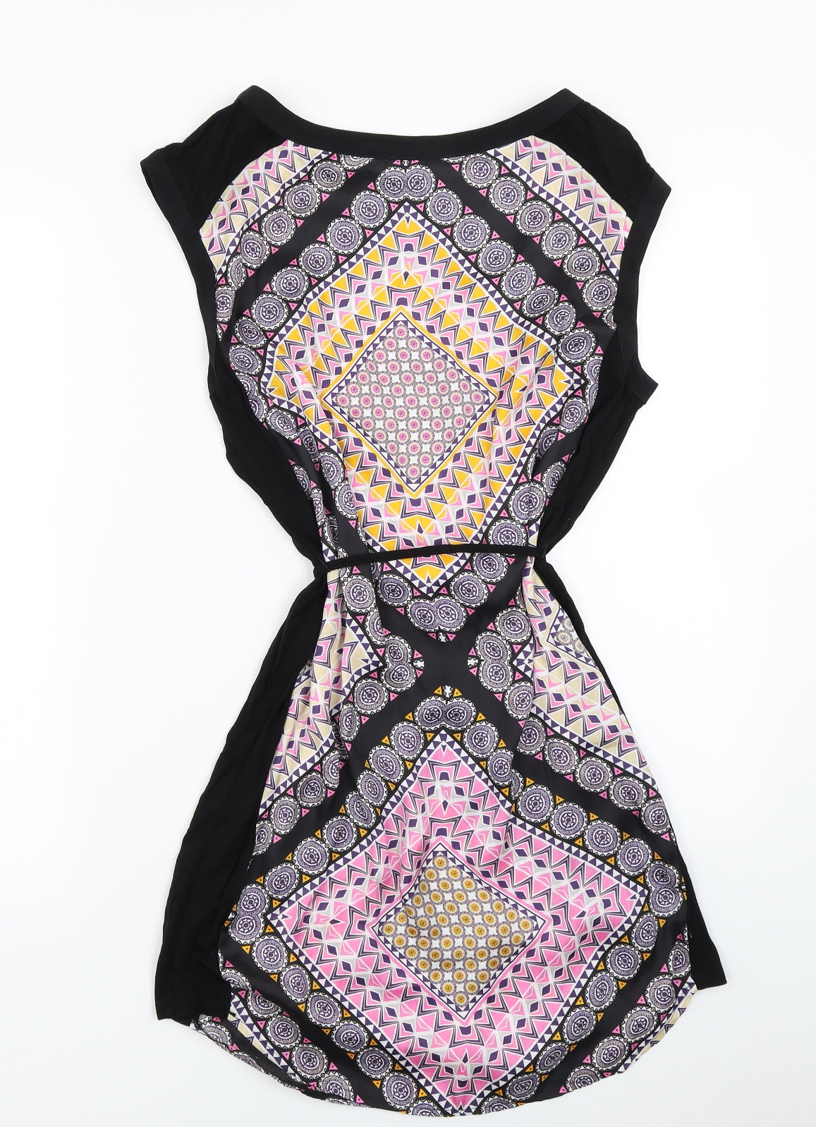 Oasis Womens Multicoloured Geometric Chiffon T-Shirt Dress  Size S