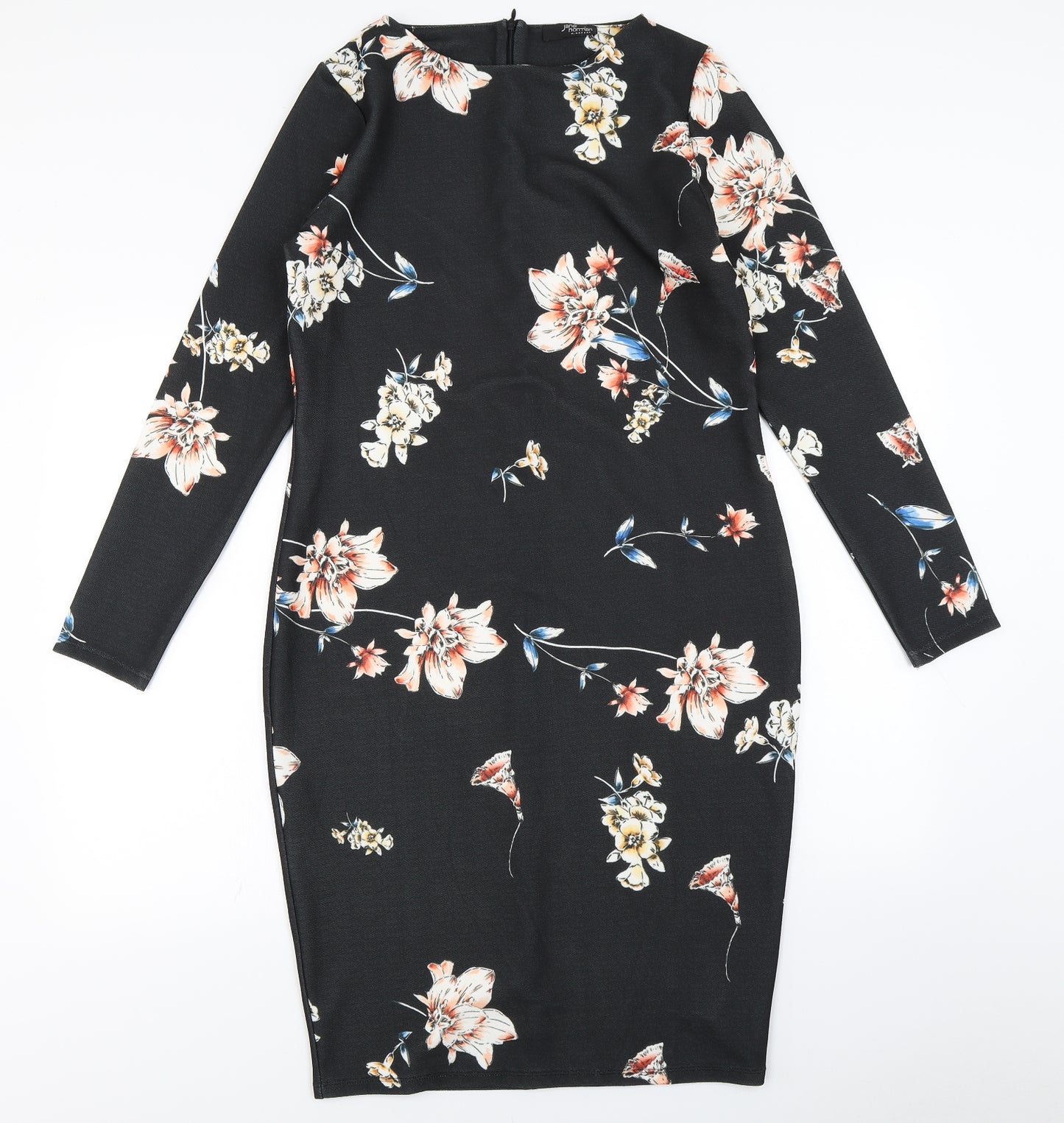 Jane Norman Womens Black Floral  Bodycon  Size 16