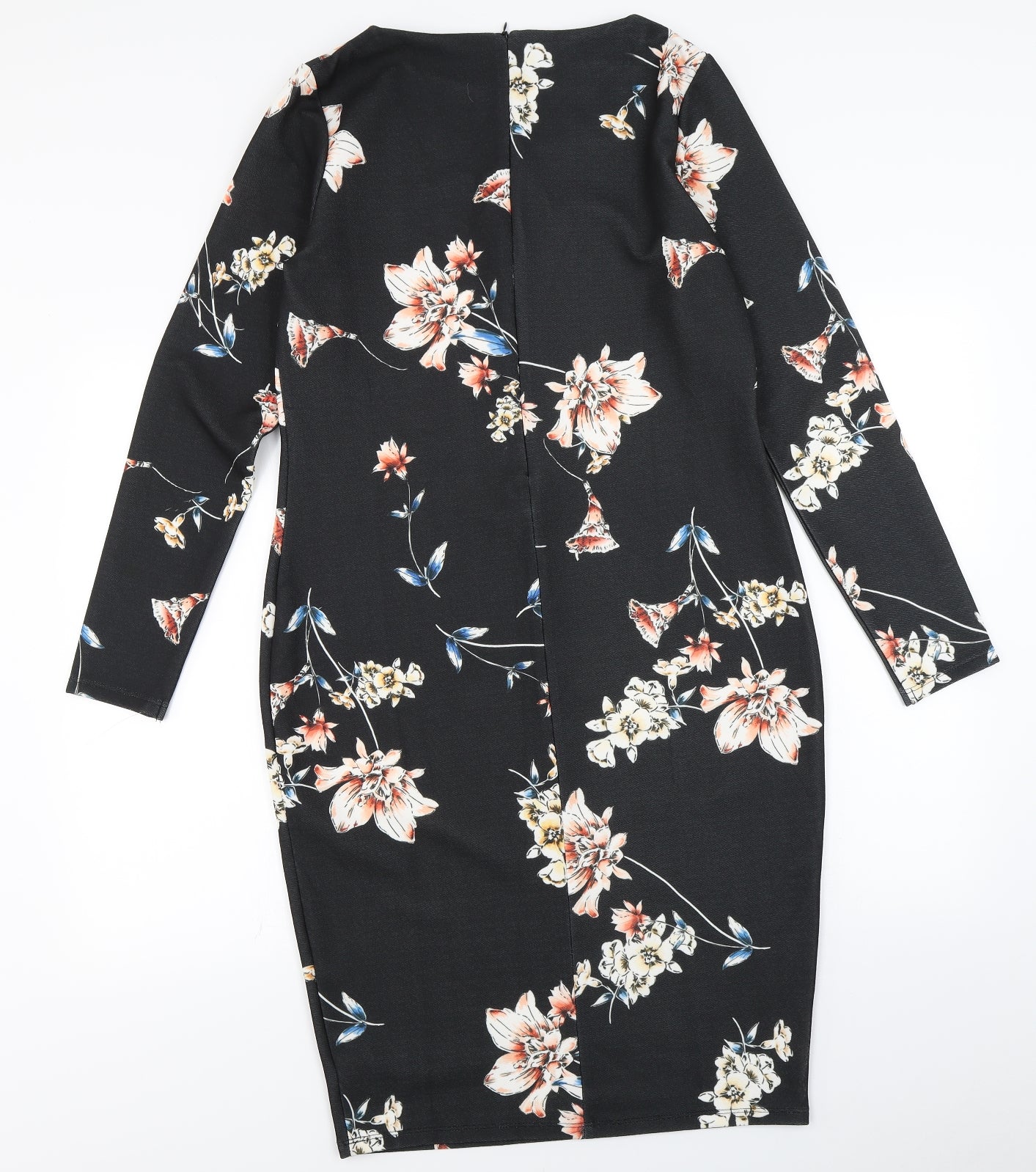 Jane Norman Womens Black Floral  Bodycon  Size 16
