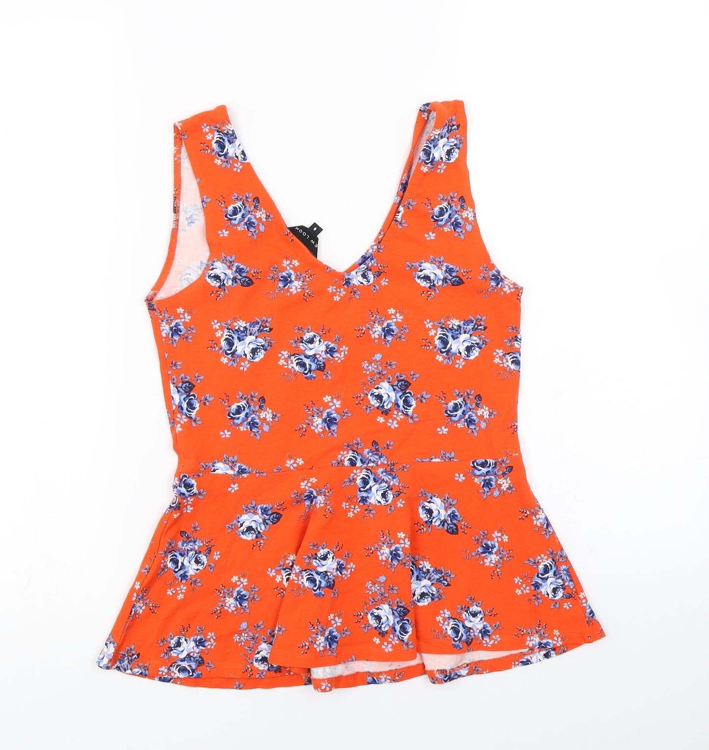New Look Womens Red Floral Jersey Basic Tank Size 8