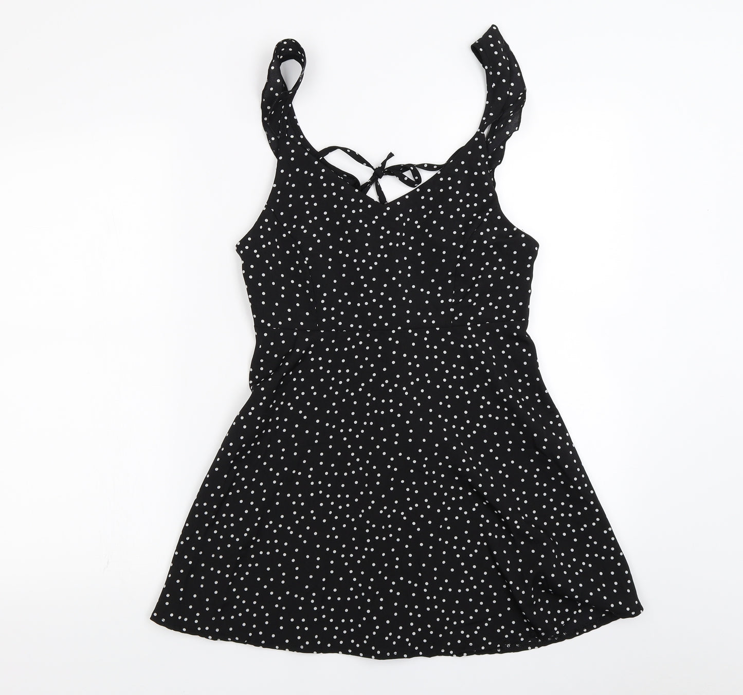 Preworn Womens Black Polka Dot Chiffon Camisole Blouse Size M