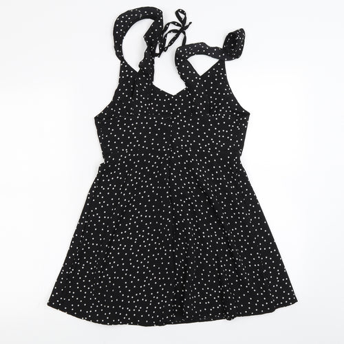 Preworn Womens Black Polka Dot Chiffon Camisole Blouse Size M