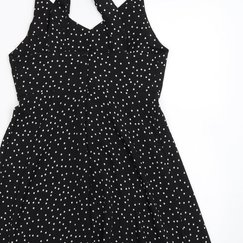 Preworn Womens Black Polka Dot Chiffon Camisole Blouse Size M
