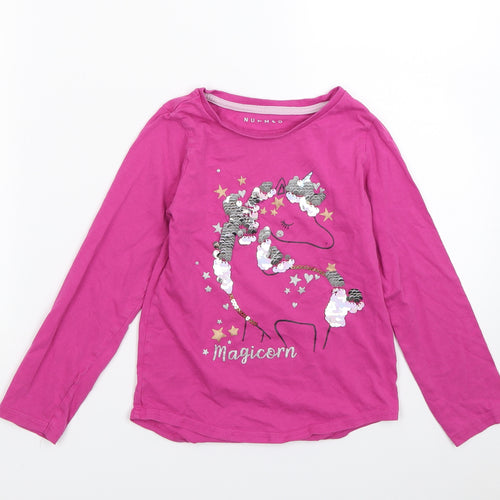 Nutmeg Girls Pink  Jersey Basic T-Shirt Size 7-8 Years  - Unicorn