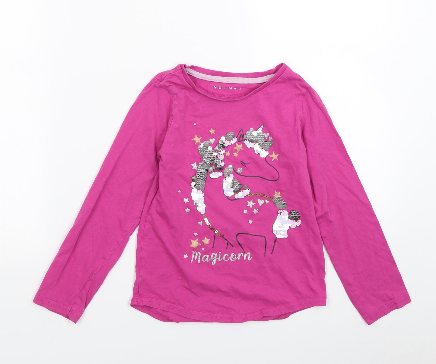 Nutmeg Girls Pink  Jersey Basic T-Shirt Size 7-8 Years  - Unicorn