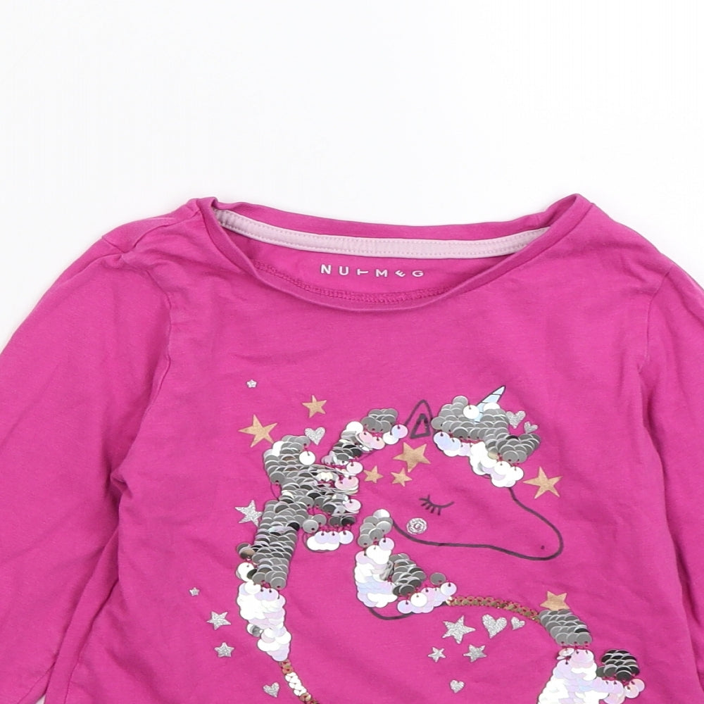 Nutmeg Girls Pink  Jersey Basic T-Shirt Size 7-8 Years  - Unicorn