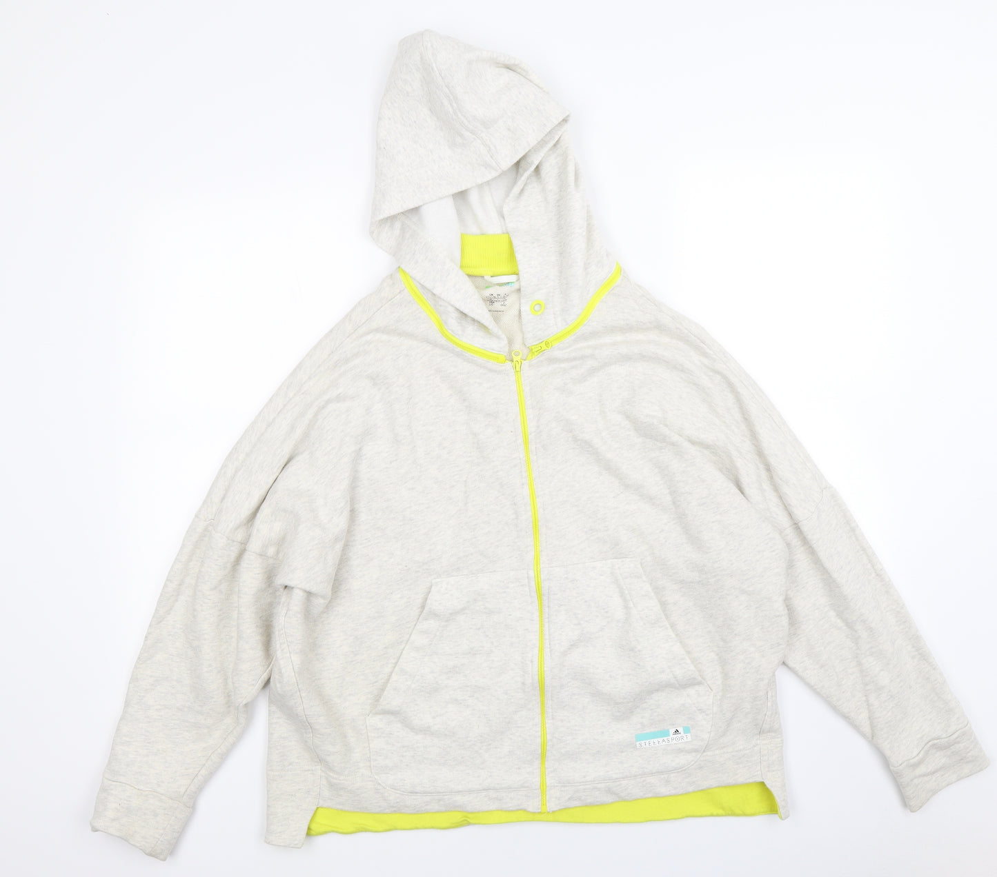 adidas Womens Beige  Jersey Full Zip Hoodie Size 16