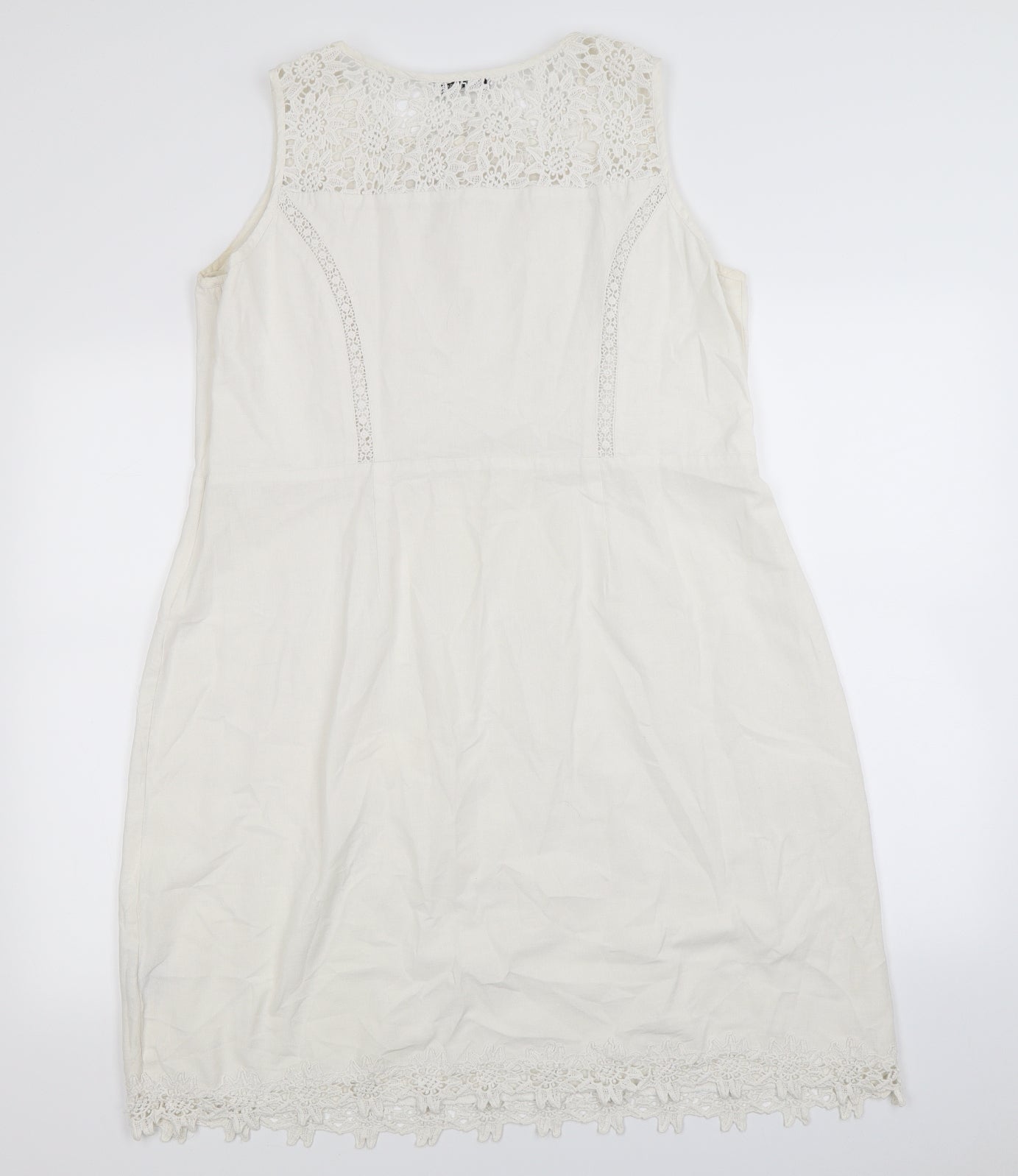 Alice Collins Womens White Floral Woven A-Line  Size 16