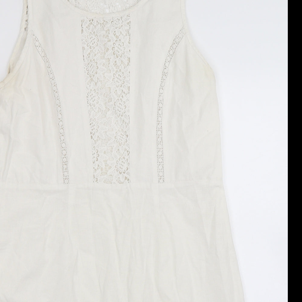 Alice Collins Womens White Floral Woven A-Line  Size 16