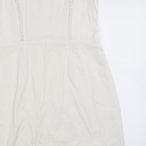 Alice Collins Womens White Floral Woven A-Line  Size 16