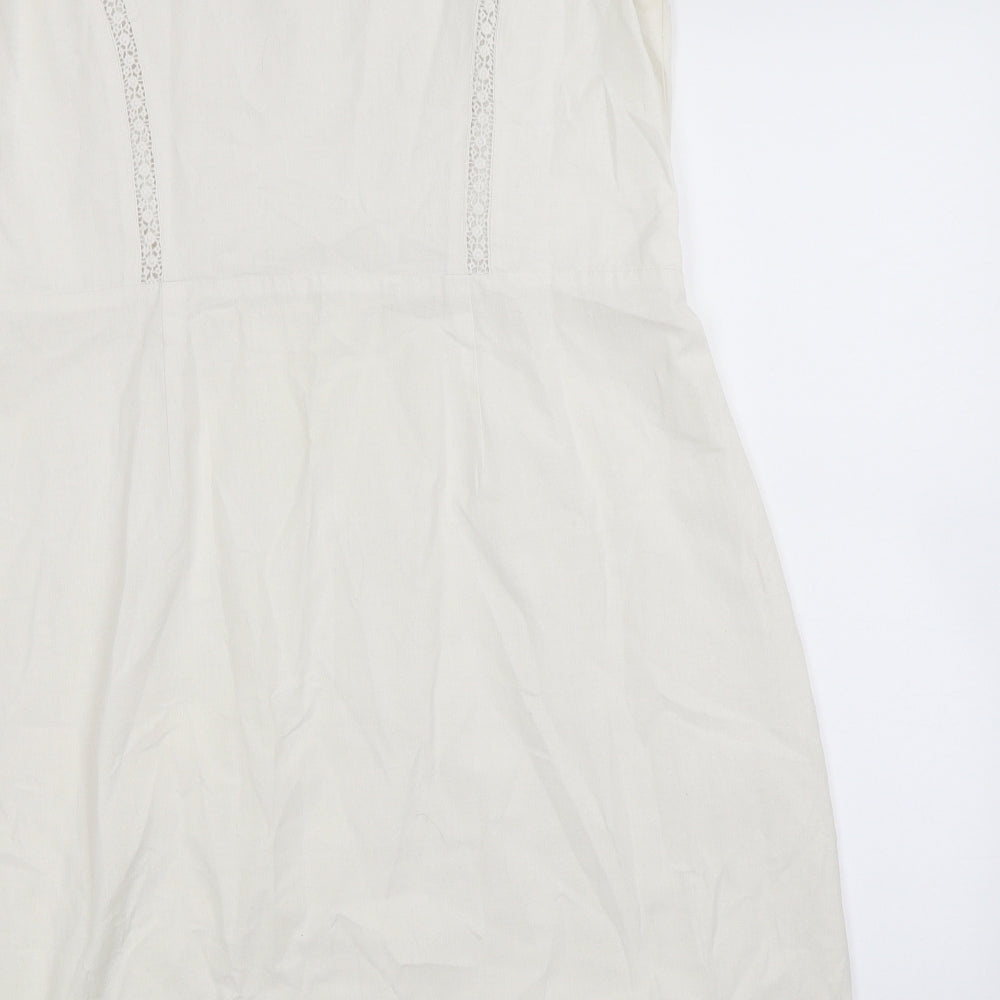 Alice Collins Womens White Floral Woven A-Line  Size 16