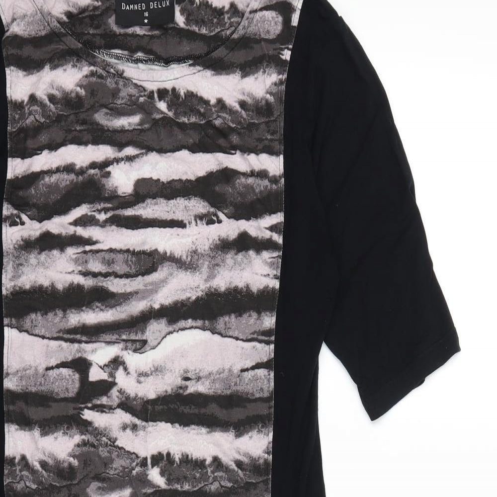 dammed delux Womens Black Animal Print  Bodycon  Size 16