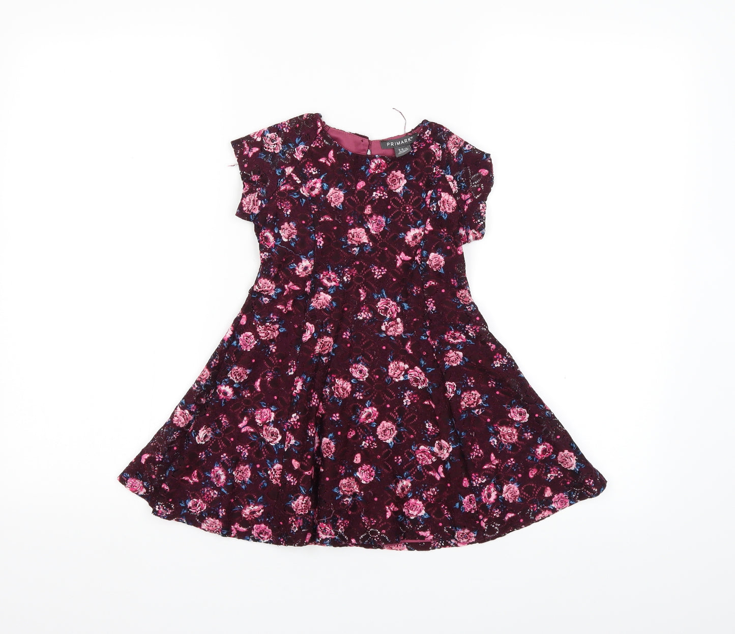 Primark Girls Red Floral  Fit & Flare  Size 3-4 Years