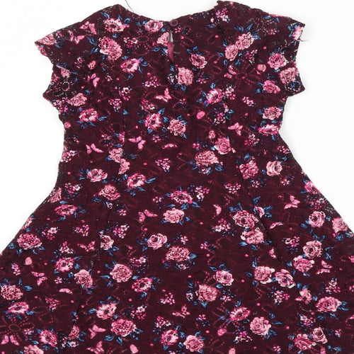 Primark Girls Red Floral  Fit & Flare  Size 3-4 Years
