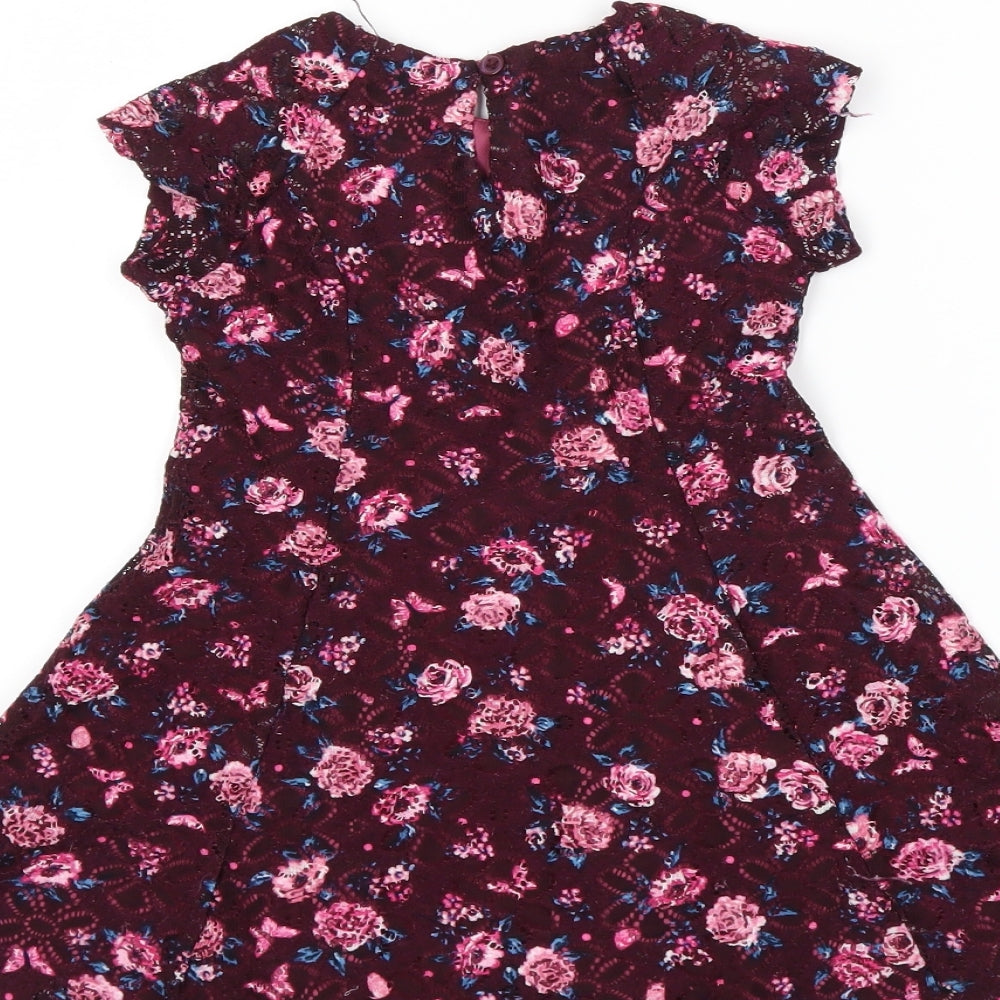 Primark Girls Red Floral  Fit & Flare  Size 3-4 Years