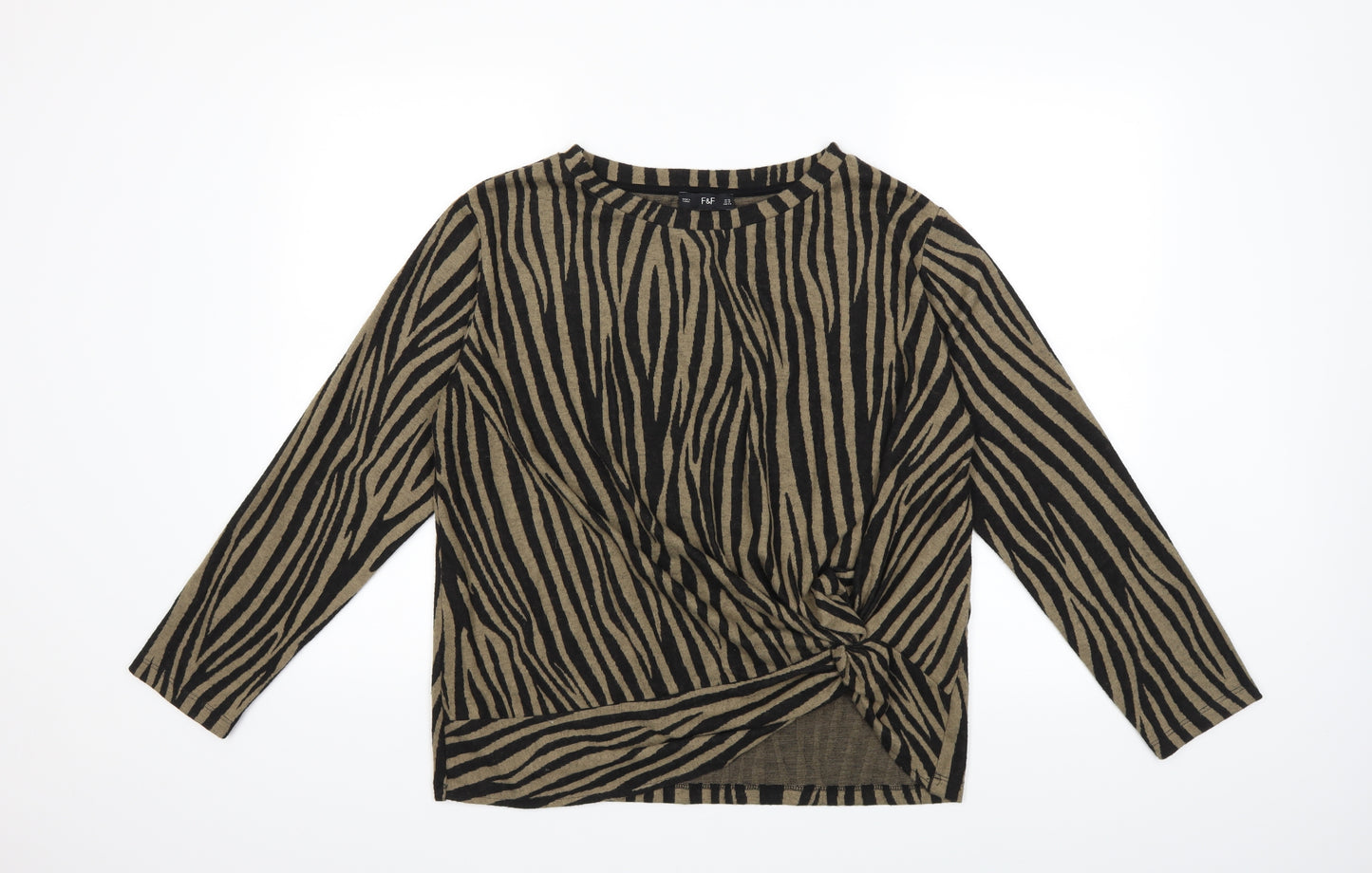 F&F Womens Green Animal Print  Pullover Jumper Size 16  - Knot