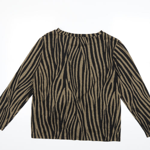 F&F Womens Green Animal Print  Pullover Jumper Size 16  - Knot