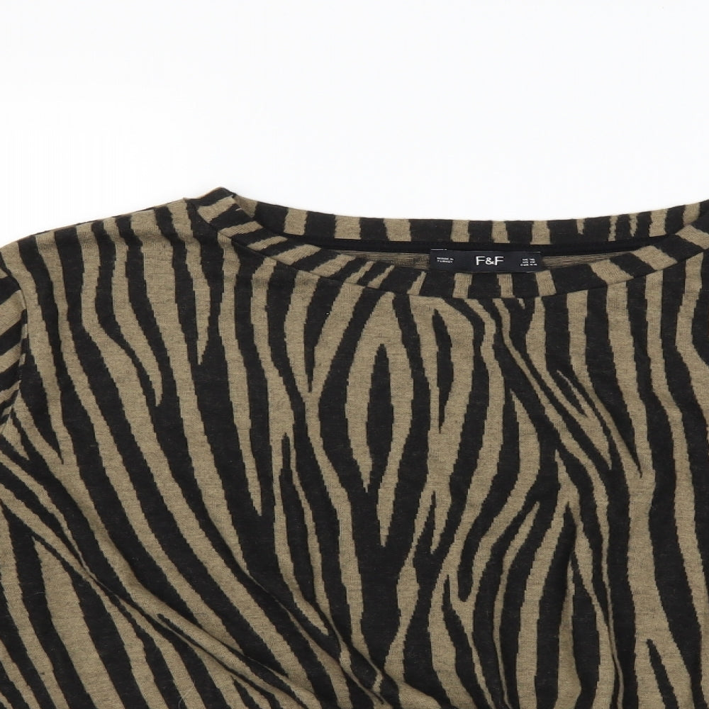 F&F Womens Green Animal Print  Pullover Jumper Size 16  - Knot