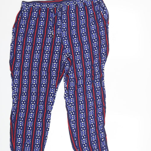 Papaya Womens Blue Striped  Trousers  Size 16 L27 in