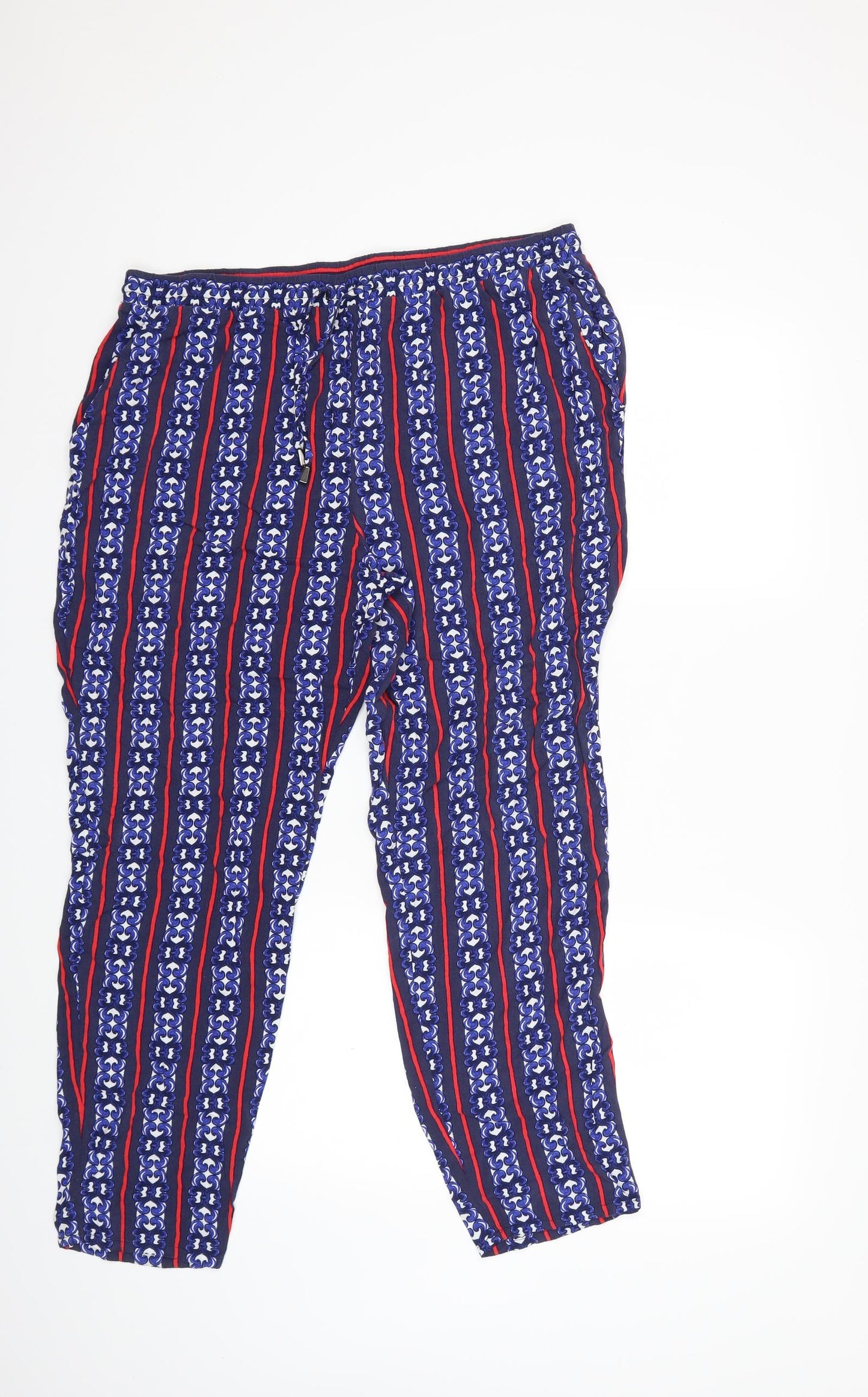 Papaya Womens Blue Striped  Trousers  Size 16 L27 in