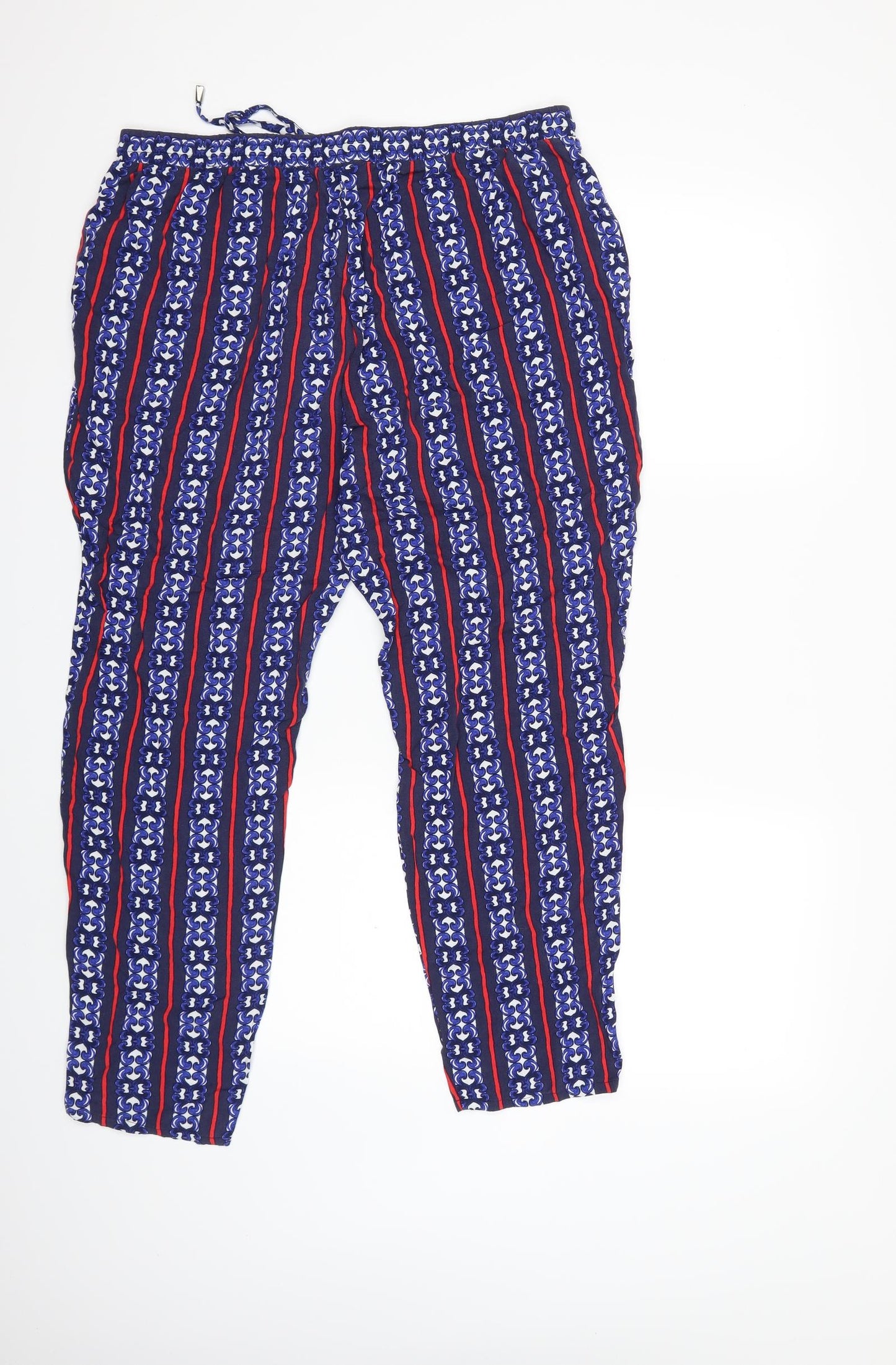 Papaya Womens Blue Striped  Trousers  Size 16 L27 in