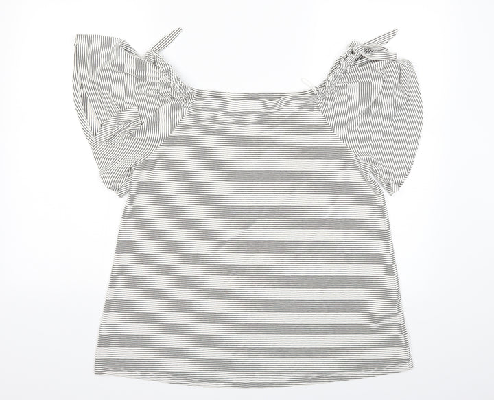 F&F Womens Black Striped Basic T-Shirt Size 16