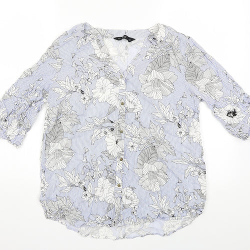 F&F Womens Blue Floral  Basic Blouse Size 16