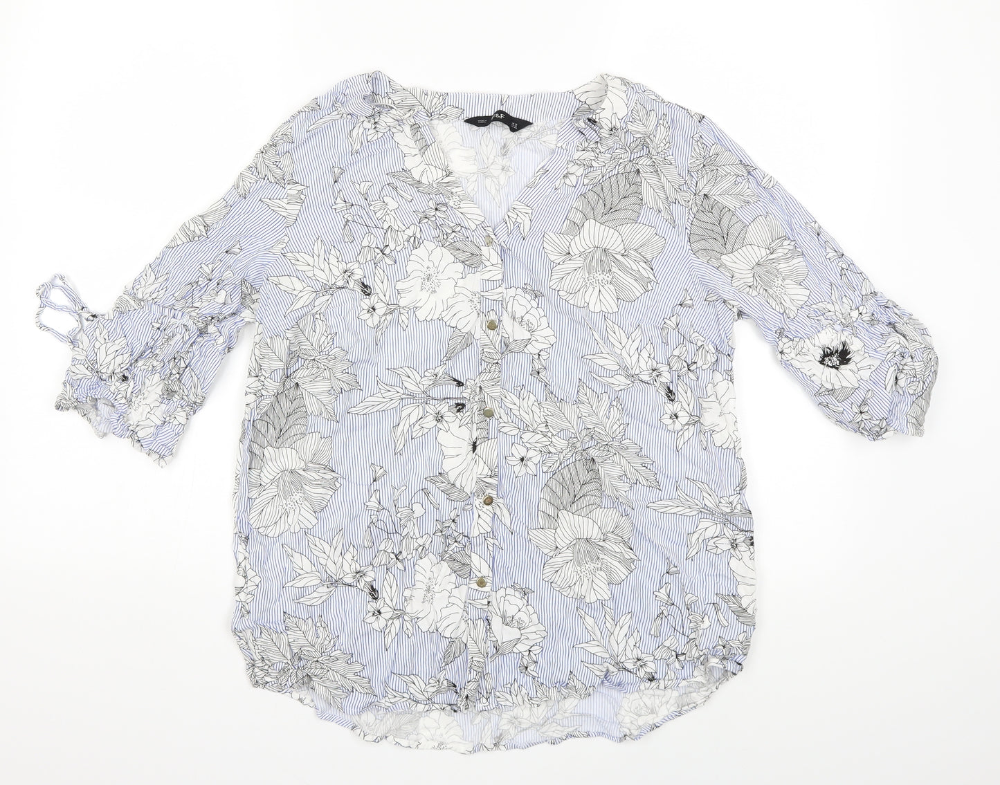 F&F Womens Blue Floral  Basic Blouse Size 16