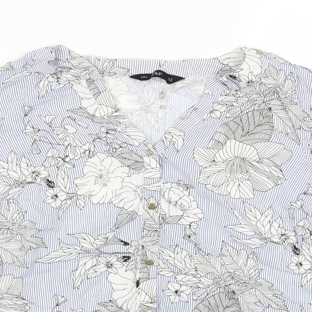 F&F Womens Blue Floral  Basic Blouse Size 16