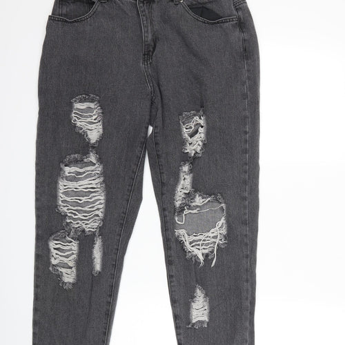 PRETTYLITTLETHING Womens Grey  Denim Mom Jeans Size 12 L26 in