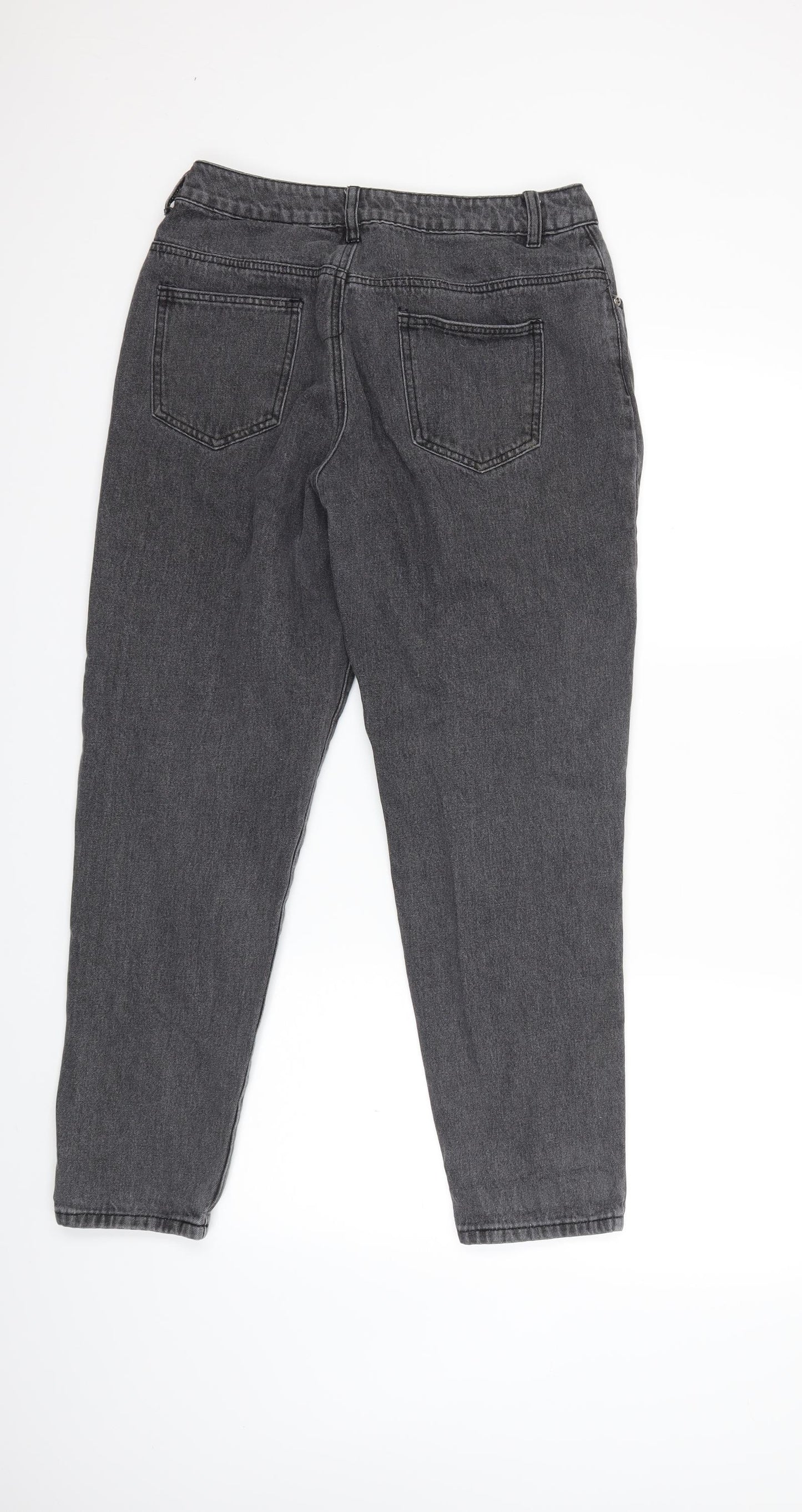 PRETTYLITTLETHING Womens Grey  Denim Mom Jeans Size 12 L26 in