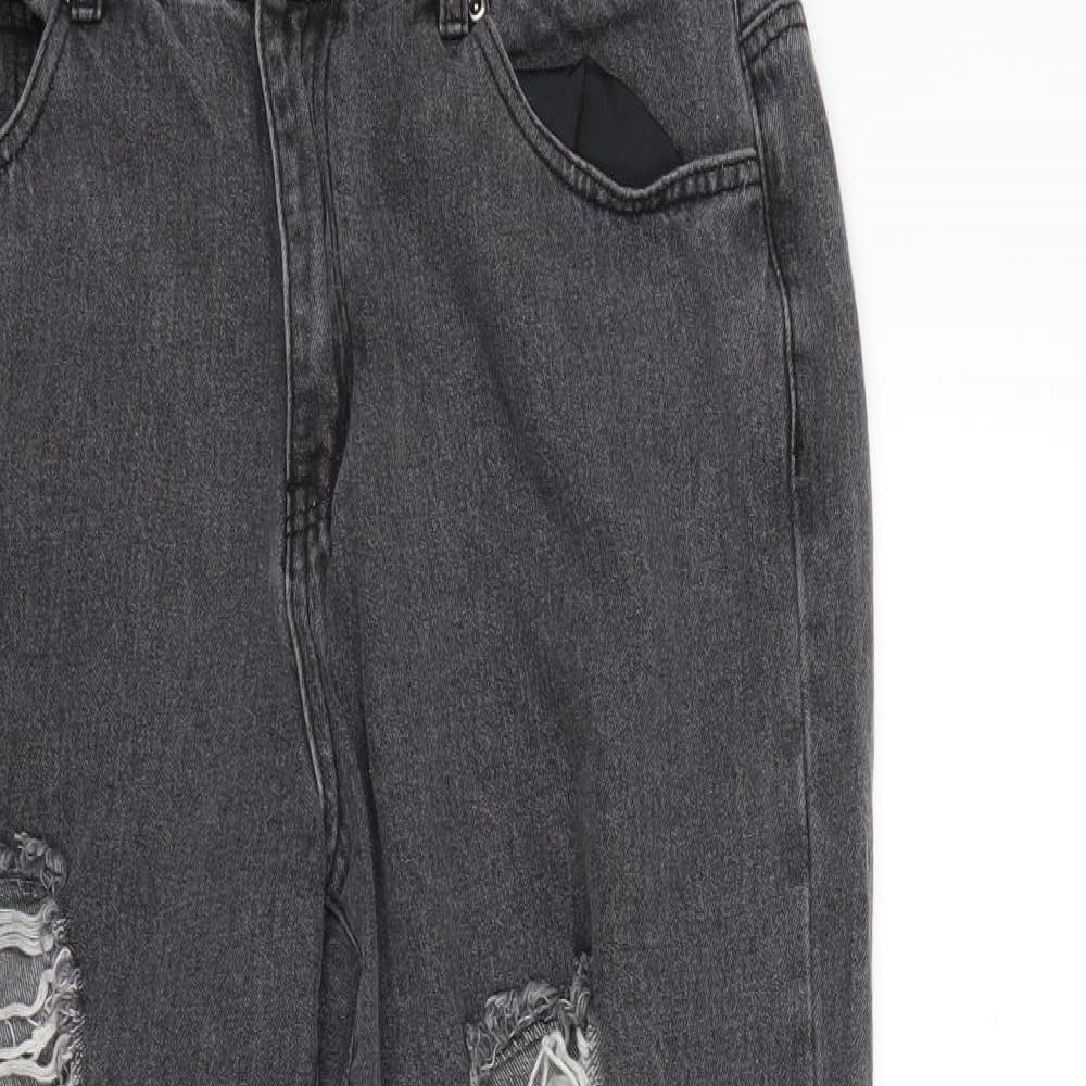PRETTYLITTLETHING Womens Grey  Denim Mom Jeans Size 12 L26 in