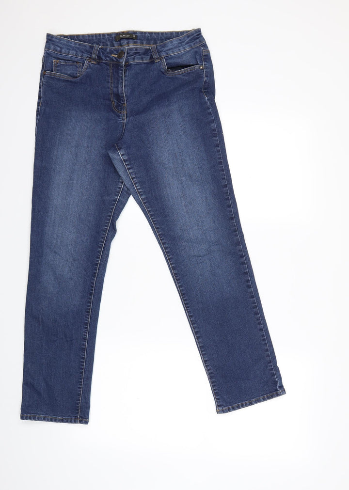 Preworn Womens Blue Denim Straight Jeans Size 12 L26 in