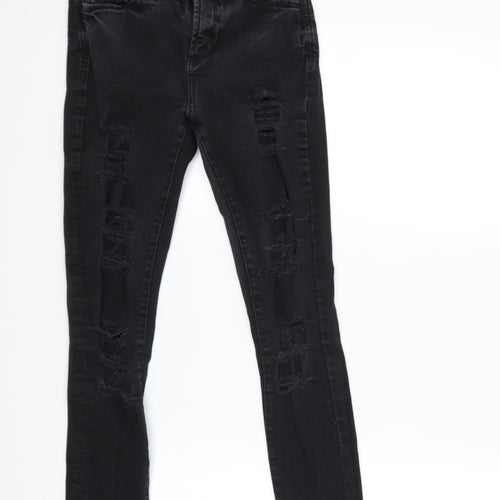 Denim & Co. Womens Black  Denim Skinny Jeans Size 6 L28 in - extreme rip