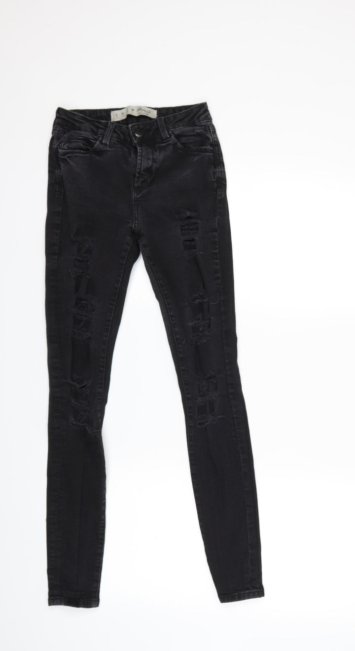 Denim & Co. Womens Black Denim Skinny Jeans Size 6 L28 in - extreme rip
