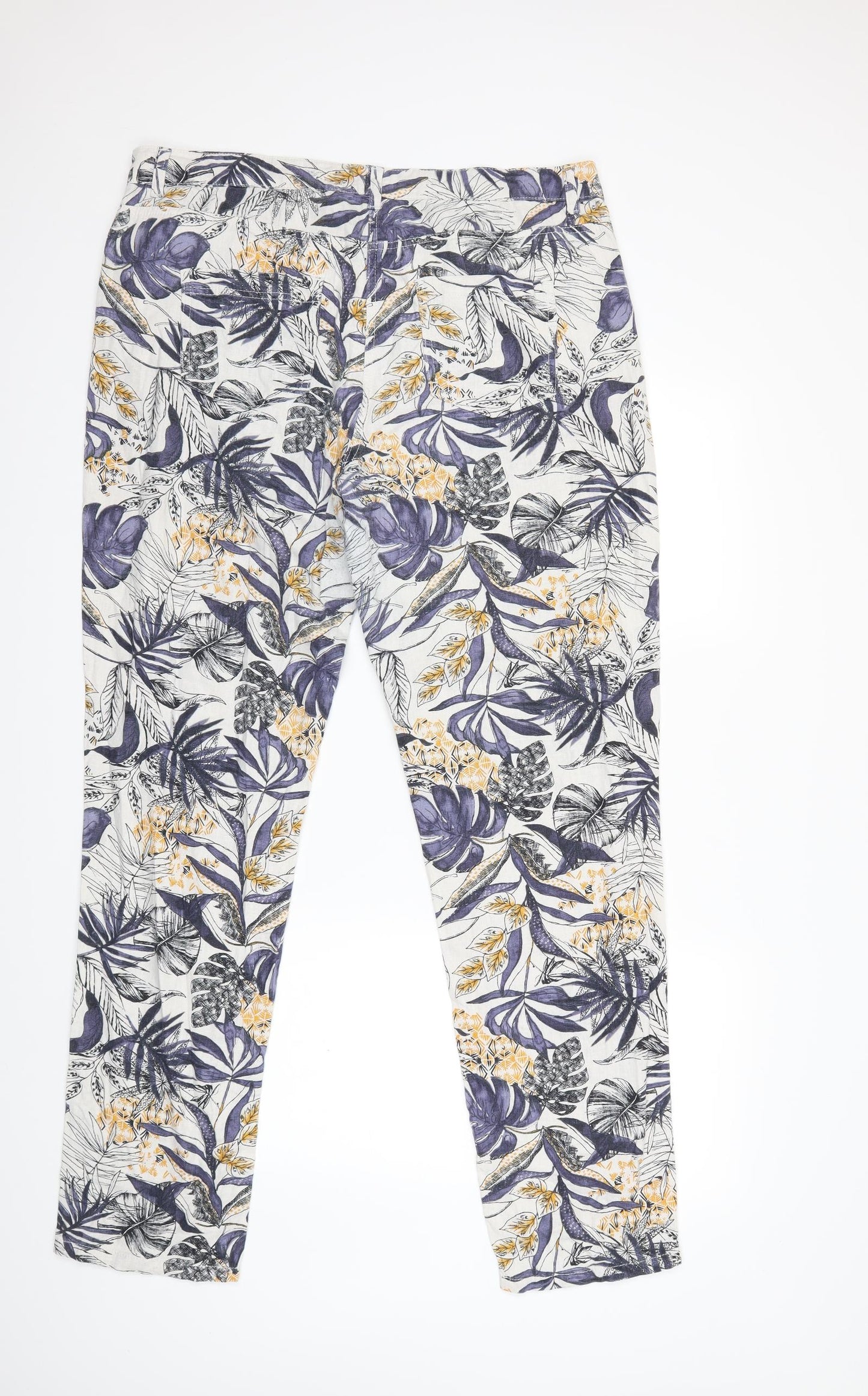 NEXT Womens White Floral  Trousers  Size 16 L32 in