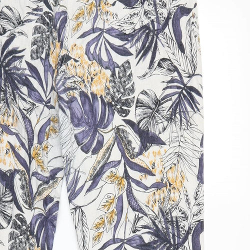 NEXT Womens White Floral  Trousers  Size 16 L32 in